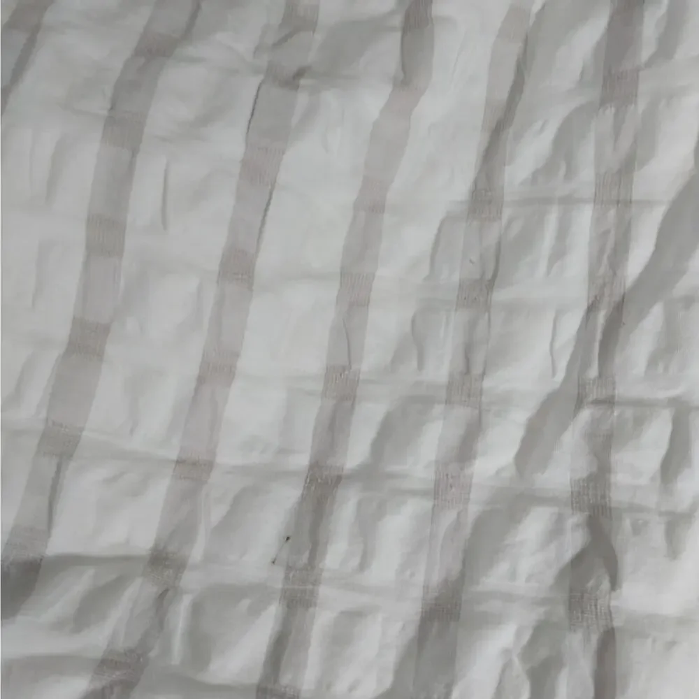 CHARTER CLUB! WHITE & TAN SHABBY CHIC SUBTLE PLAID PUCKERED DUVET COVER! SZ TWIN